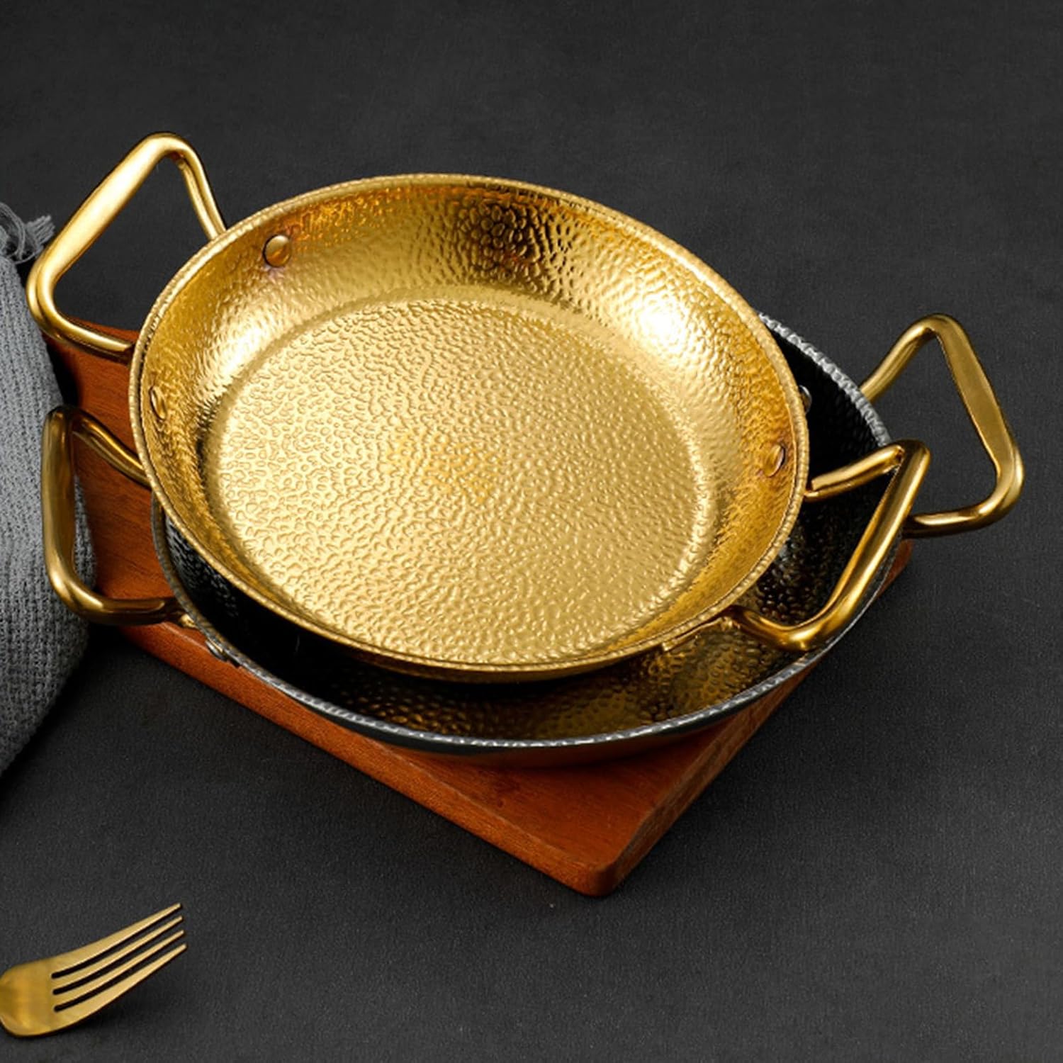 Ceramic Pot with lid L304 Stainless Steel, Spanish Paella pan, Snack Plate, Non-Stick Frying pan, Roasted Chicken Plate, Serving Tray with Even Heat Distribution, Go
