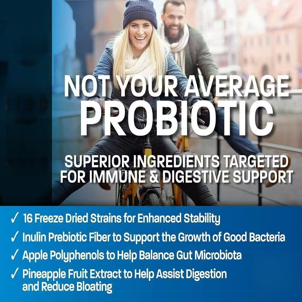 Probiotico 50 miliardi UFC + Prebiotico Non OGM Vegetariano | Con estratti vegetali naturali, supporta la digestione e l'equilibrio intestinale, adatto per uomini e donne.