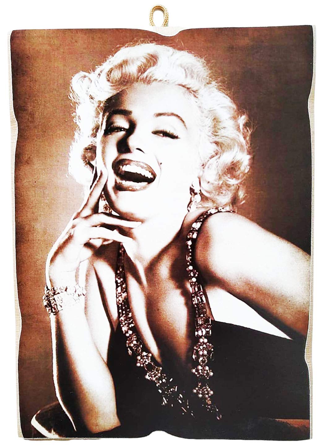 KUSTOM ART Quadretto Stile Vintage Marilyn Monroe - Stampa Su Legno 18x25 Cm - Made In Italy