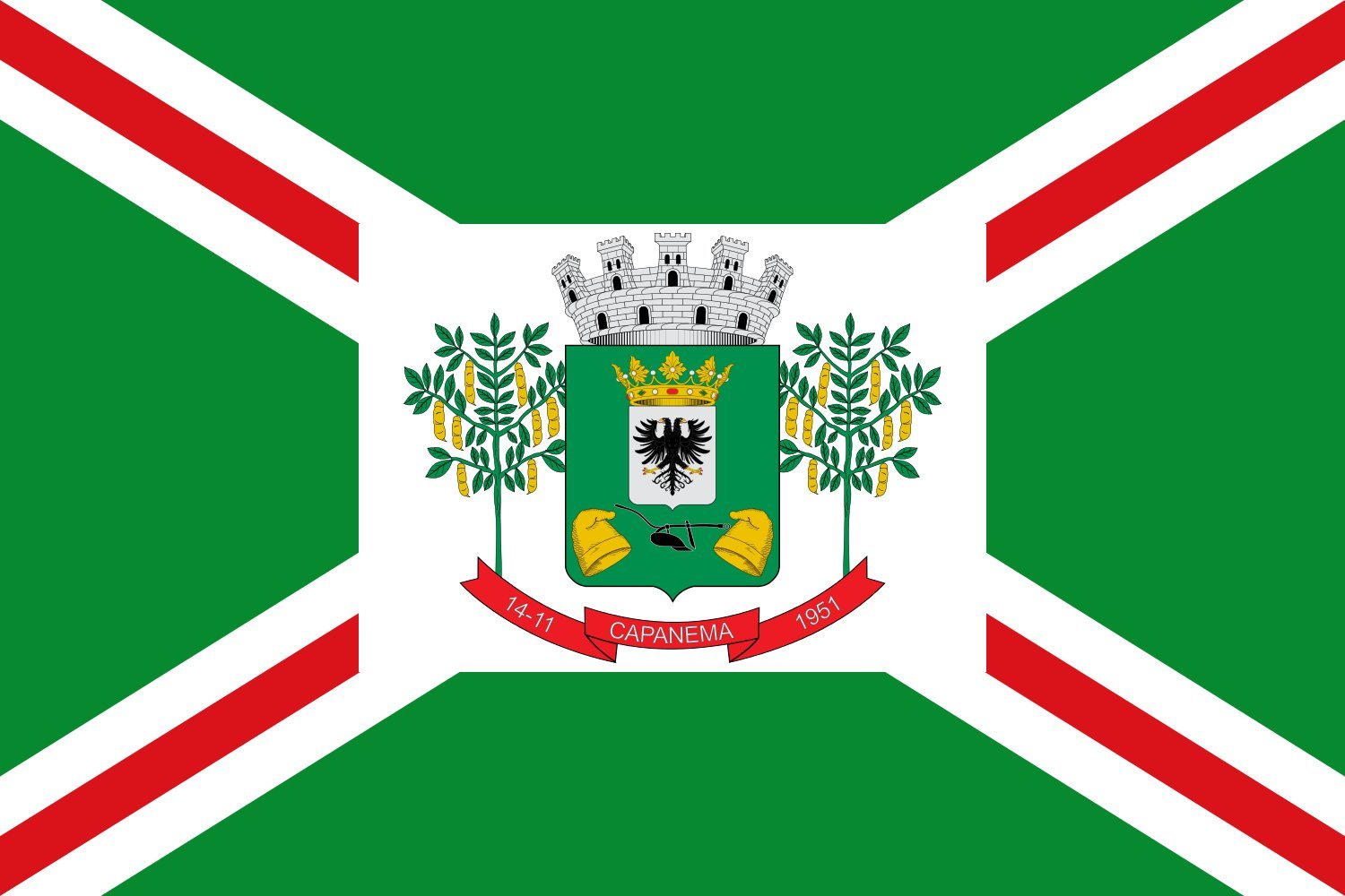 Drapeau Large Capanema PR pour célébrer les racines du Municipio de Capanema Paraná