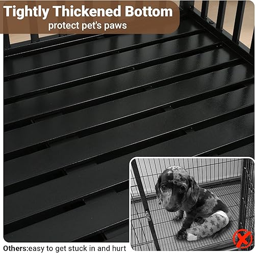 Miniatura 3 de Rovibek Jaula de 48 pulgadas para perros grandes, jaulas indestructibles para perros con 2 bandejas extraíbles, jaula para perros de alta ansiedad,