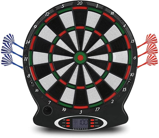 Greensen Electronic Dartboards for Adults Kids Dartboard Set with 6 Soft Tip Darts Electric Dartboard Darts Scorer with LCD Display 15In (Batteries are not included)