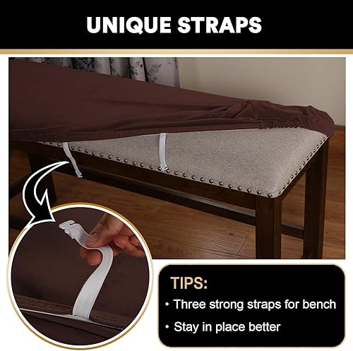 Miniatura 5 de Fundas de banco de terciopelo de elastano para comedor, funda de banco de terciopelo suave y grueso, funda de banco de cama, extraíble y lavable,
