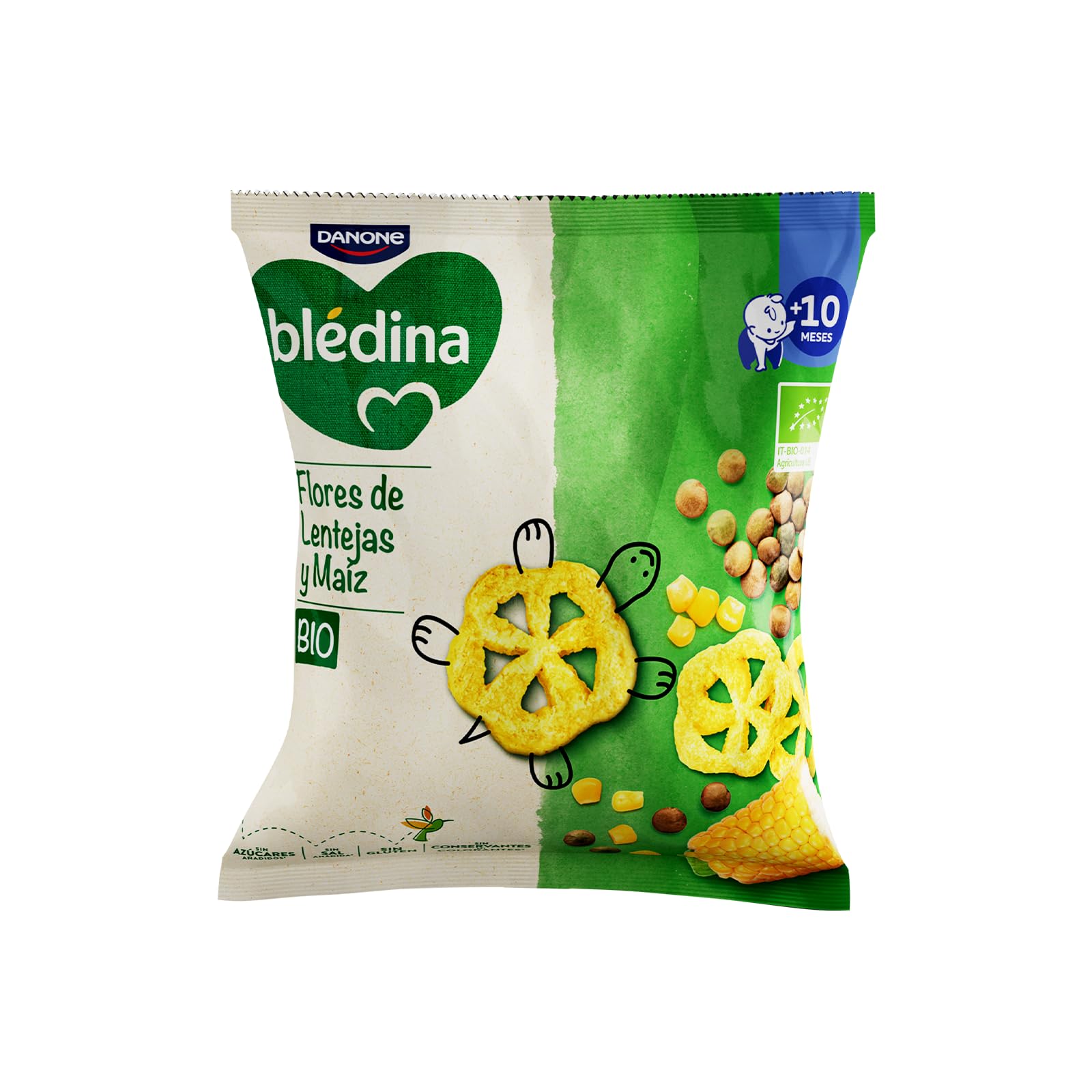 Blédina Snacks BIO Bolsas Lentejas y Maíz Sin Gluten Pack 8x20g