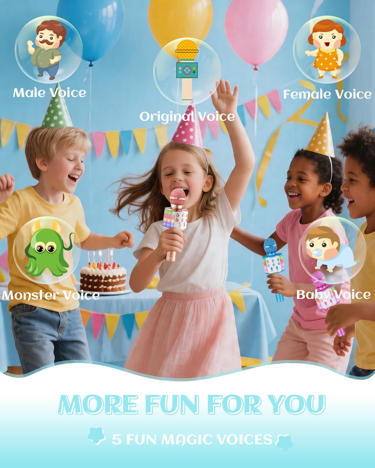 Bezprzewodowy Mikrofon Do Karaoke Bluetooth Ze światłami LED Przenośny Ręczny śpiew Karaoke Głośnik Maszyna Zabawki Prezenty Dla Dzieci Dorośli (Niebieski, w / 10 Jednorazowych Osłon Mikrofonu)