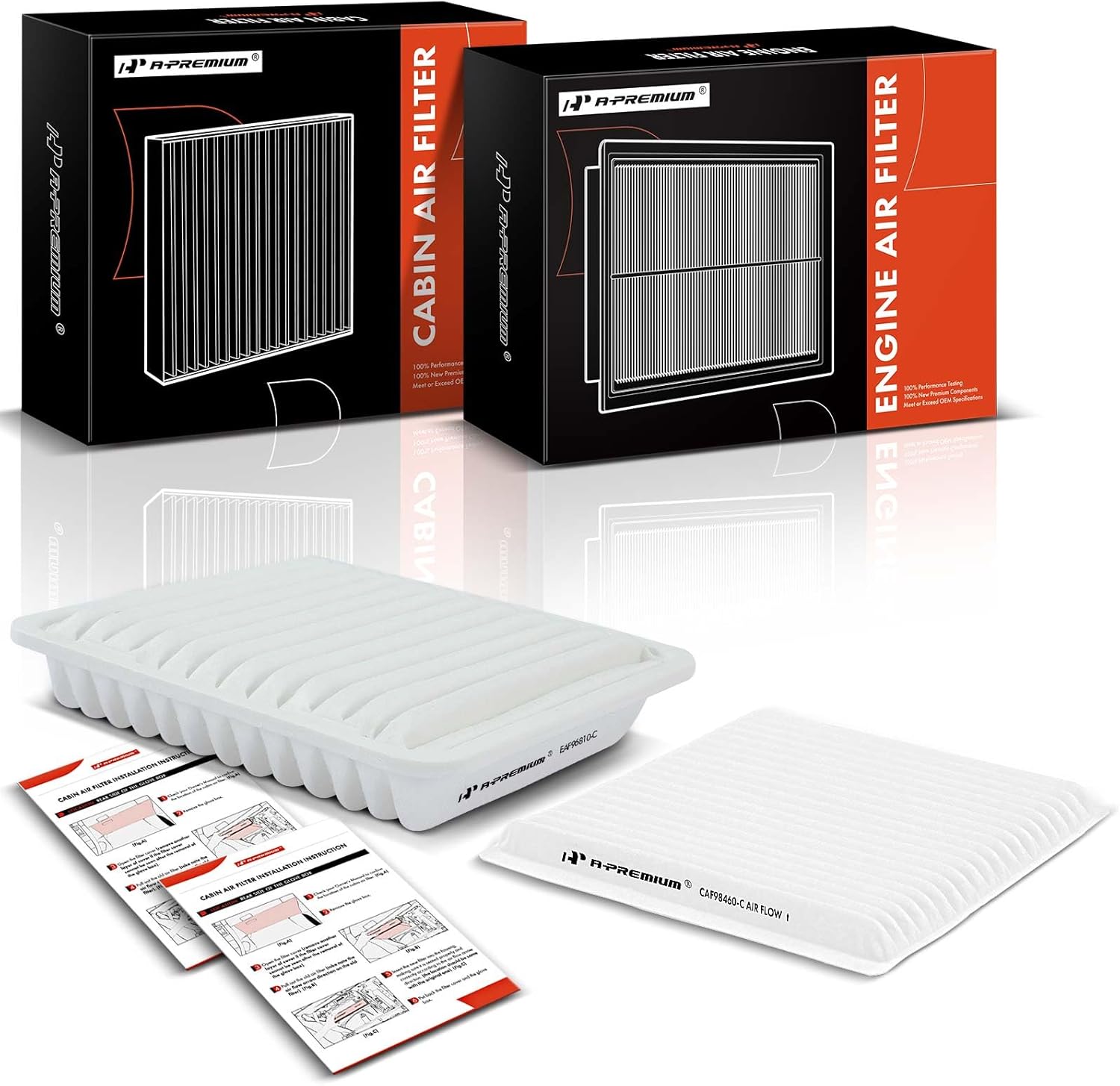 A-Premium 2-PC Engine & Cabin Air Filter Compatible with Mitsubishi Endeavor 2004-2008/2010-2011 3.8L, Galant 2004-2012