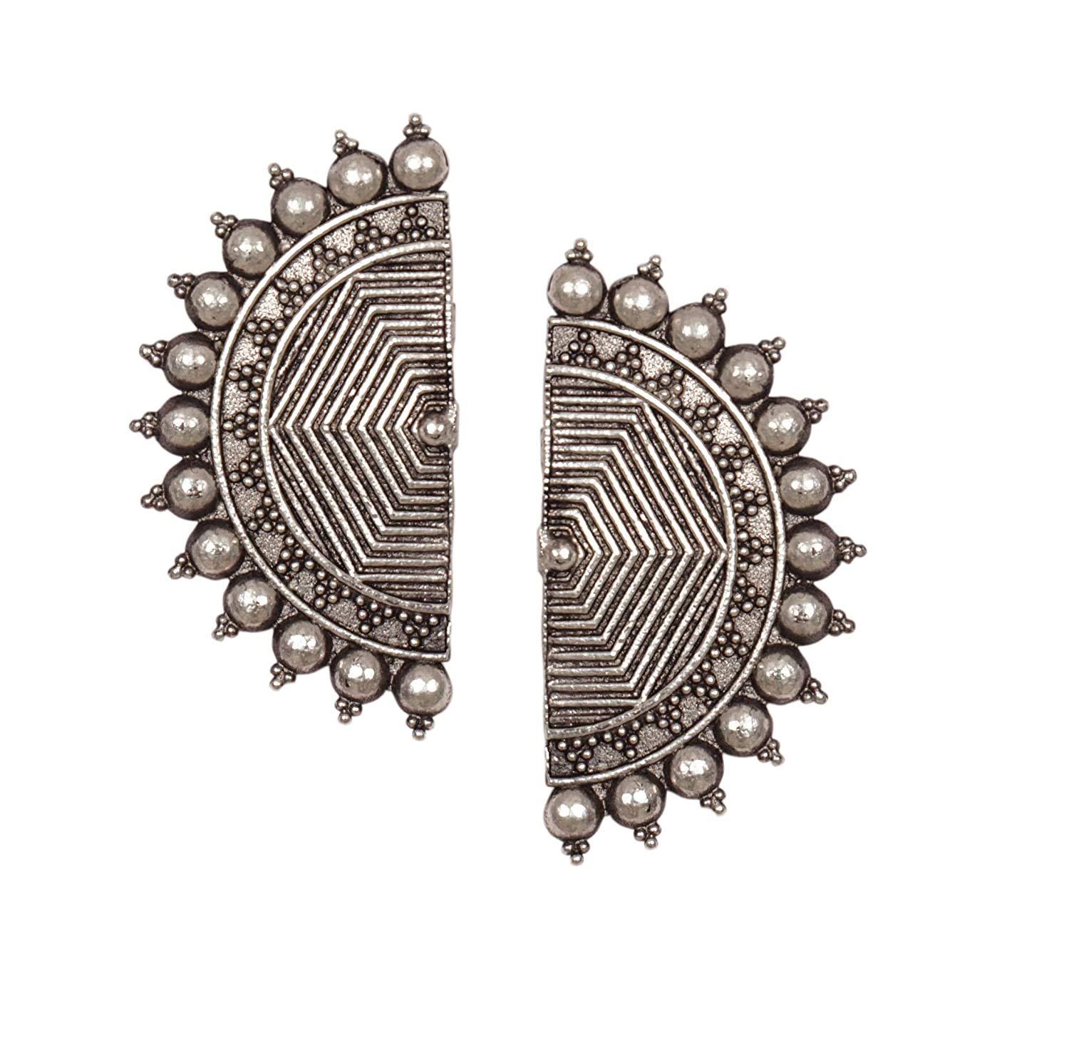 StyleSay Designer BOHO Tribal Oxidised Silver Half Moon Stud Earrings For Women & Girls (B08KTS1XJX) Amazon Price History, Amazon Price Tracker