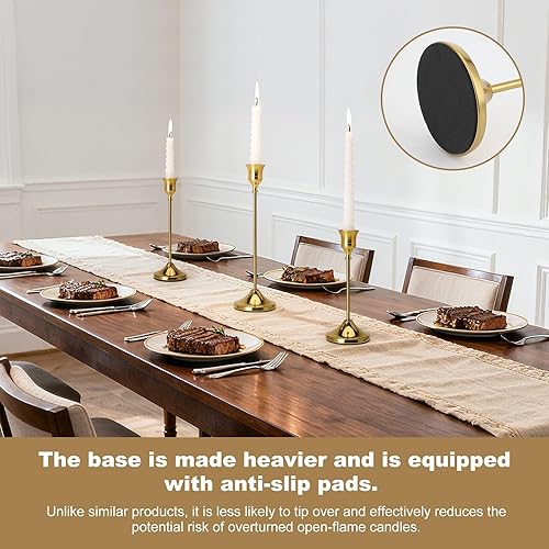 Miniatura 4 de Portavelas con almohadilla antideslizante, portavelas cónico de metal, portavelas para boda, chimenea, repisa, regalo de inauguración de la casa