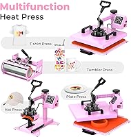 Vista 10 de Prensa de calor Pro de 15x15 con accesorio de vaso de 30 OZ, prensa de calor combo 8en1 para camisetas, vasos, latas de vidrio, tazas, sombreros