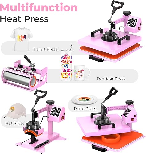 Miniatura 10 de Prensa de calor Pro de 15x15 con accesorio de vaso de 30 OZ, prensa de calor combo 8en1 para camisetas, vasos, latas de vidrio, tazas, sombreros