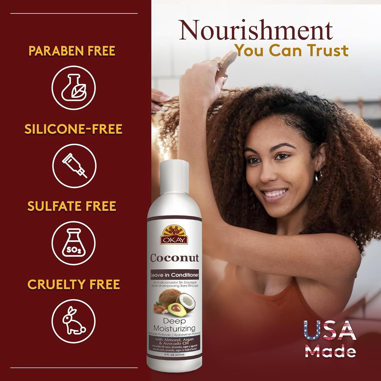Okay OKAY Coconut Oil Tief Feuchtigkeitsspendende Leave-in Conditioner, 8 Ounce