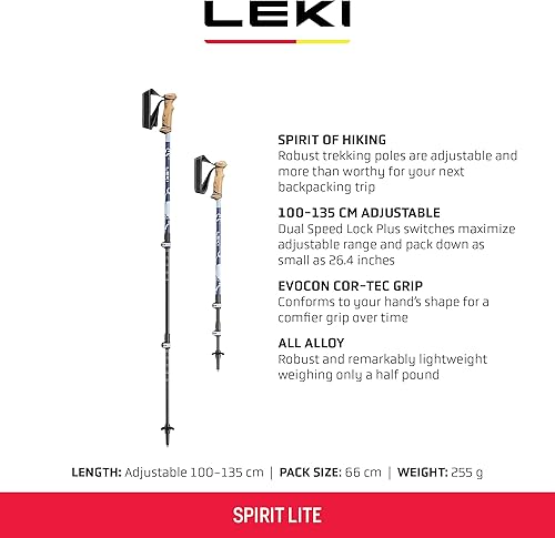 Miniatura 2 de LEKI Spirit Lite - Bastones de aluminio ajustables y ligeros para senderismo