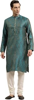 (Since 1958 Men'S Jacquard Silk Kurta & Off-White Churidar Pyjama Set