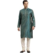 (Since 1958 Men'S Jacquard Silk Kurta &amp; Off-White Churidar Pyjama Set