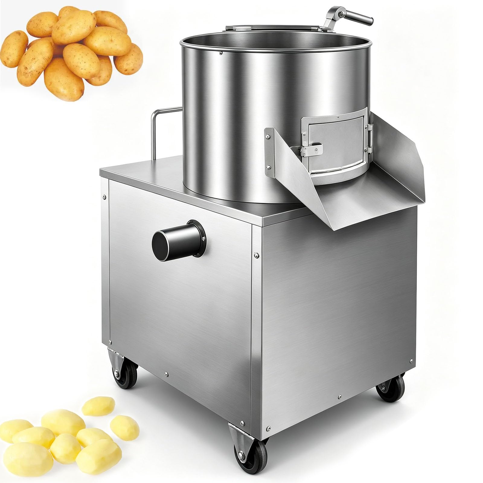 Pelapatate Professionale Da 1500 W, Capacità 240 Kg/h, Rivestimento Abrasivo In Sabbia Rossa, Tubo Di Spruzzo Dacqua Integrato, Interruttore Impermeabile, Per Pelare Patate, Taro, Patate Dolci E