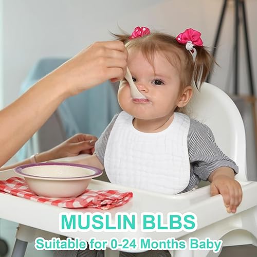 Miniatura 5 de Accmor Muslin Baby Bibs, 6 Pack Soft Cotton Baby Bandana Drool Bibs for Boys Girls Teething and Drooling Blanco,A/Azul,A / Gris,A/Rosa,Varios