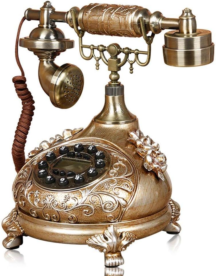 Telephone Retro Phone,Imitation Copper Dial Home and Office Telephone Creative Fixed Telephone Fashion Vintage Landline Telephone,Hotel Home Decoration
