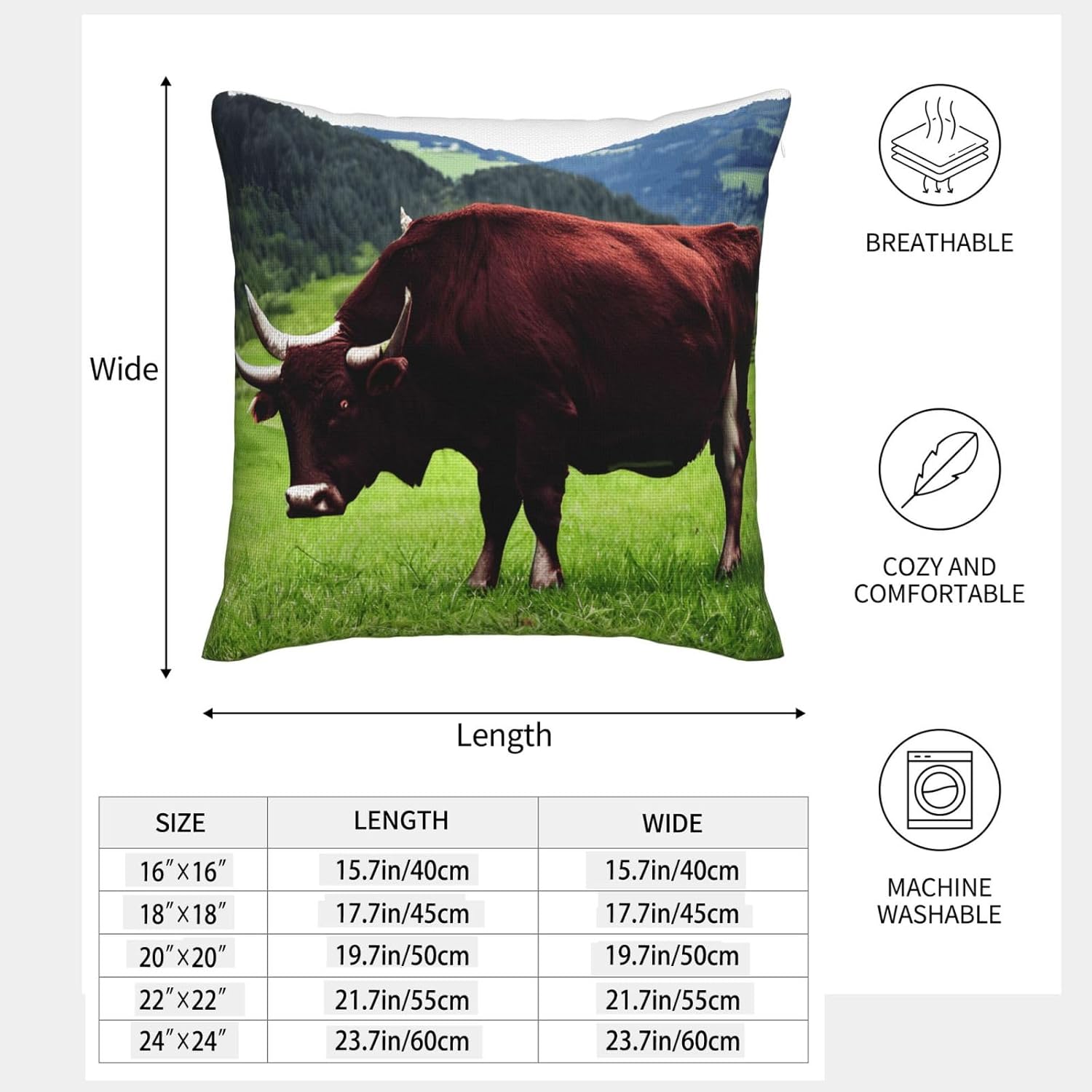 Real Swiss Cow Brown Imitation Linen Pillowcase -2 Sets, Fashionable Home Decoration, Used for Sofas, Gardens, beds
