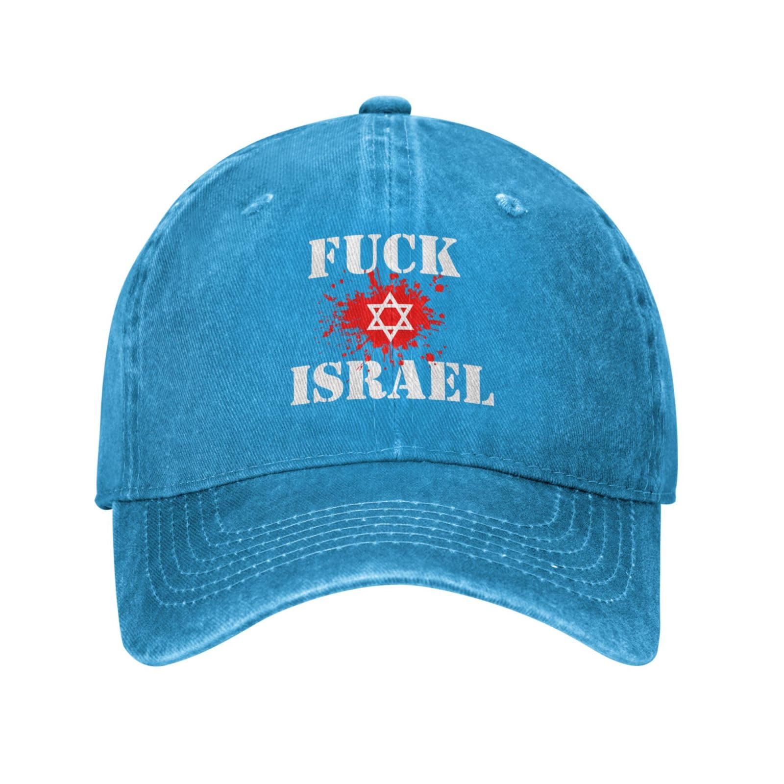 Nlwqekv Unisex Blue Fuck Israel Hat Anti Israel Cap For Men Women