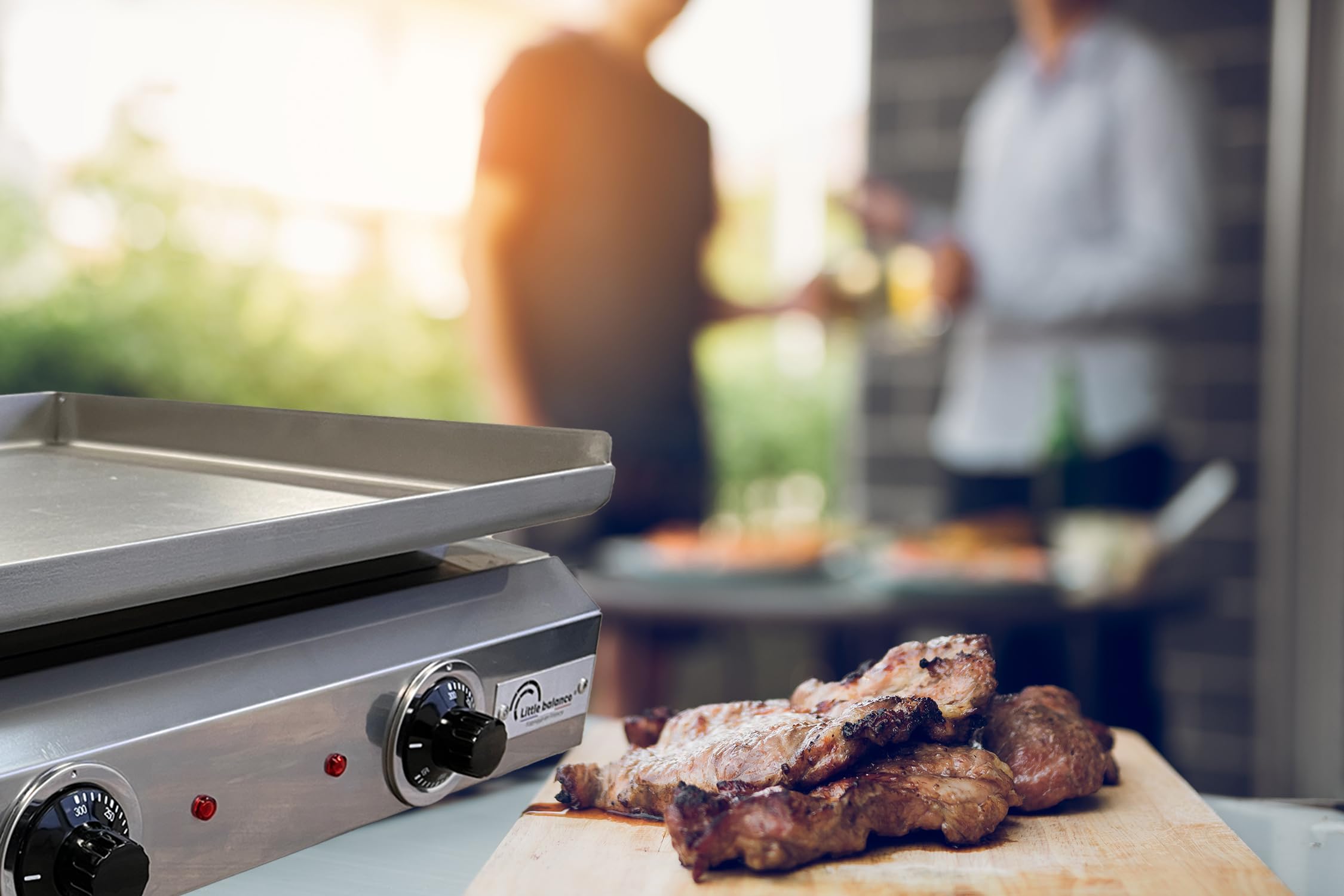 LITTLE BALANCE 8679 Amplitude 60-40, Plancha électrique semi professionnelle, 2 zones de cuisson indépendantes, 3000 W, Fabrication 100% française, Tout Inox
