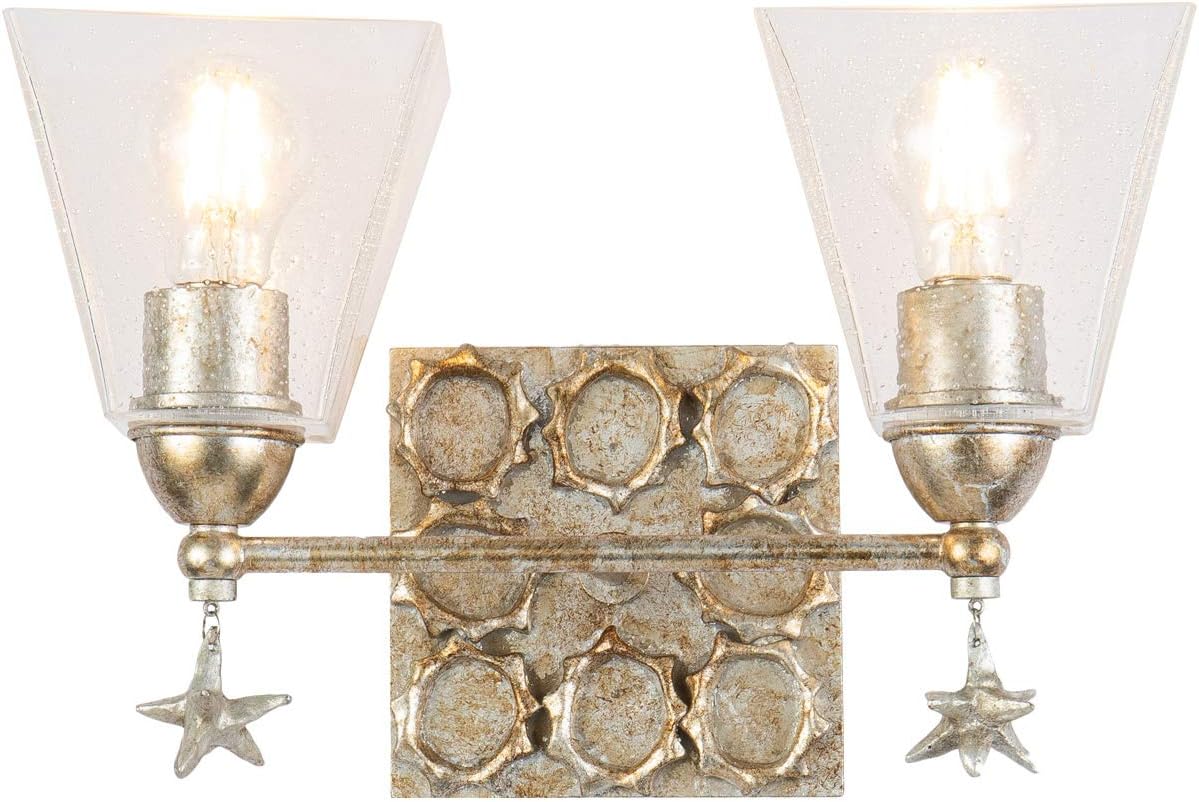 Lucas + McKearn Lighting Collection BB1002S-2 Star Bathroom Vanity Light Silver Leaf