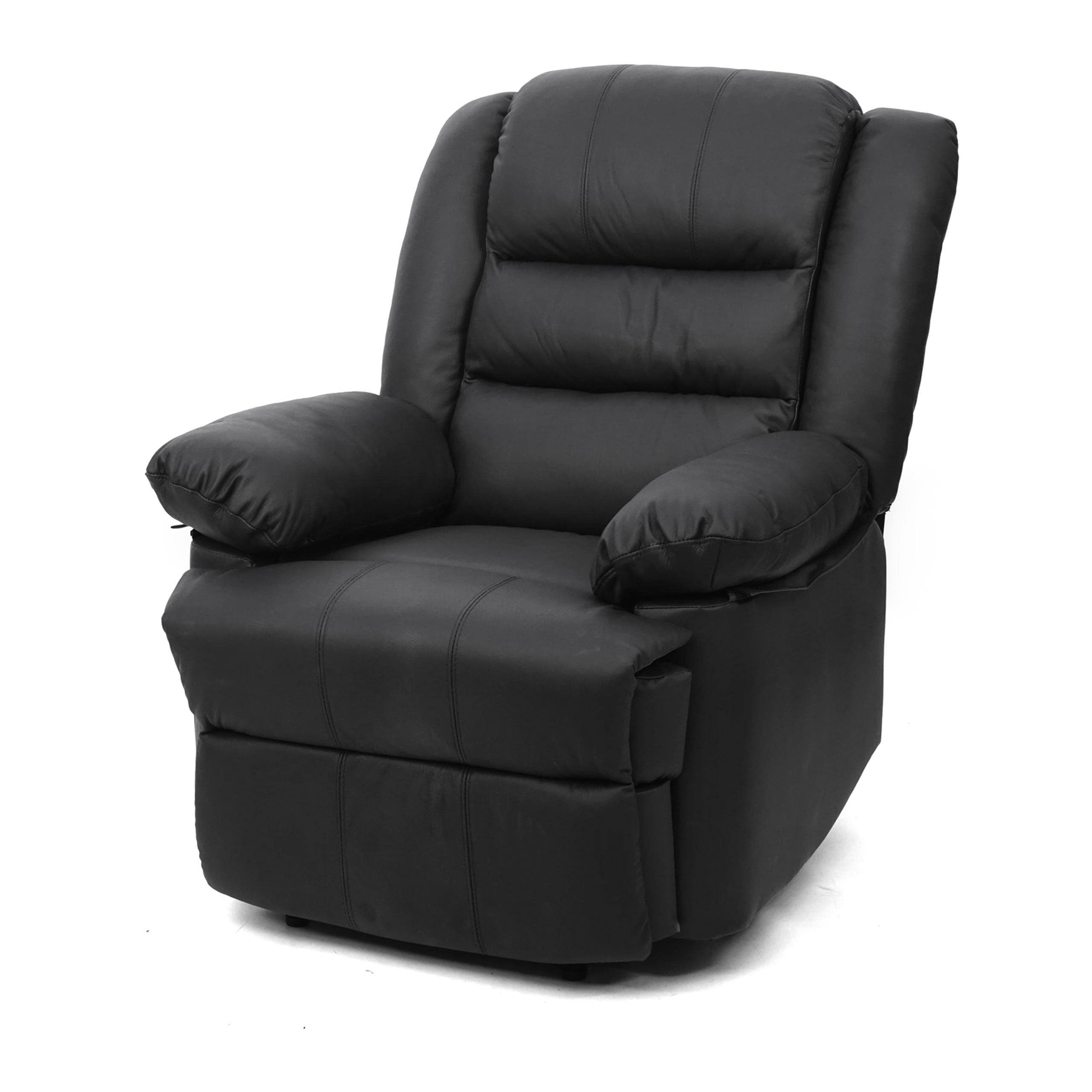 Mendler Fernsehsessel HWC-G15AM, Relaxsessel Liege Sessel, Leder + Kunstleder 101x87x100cm - schwarz