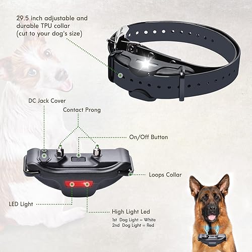 Miniatura 5 de Collar de entrenamiento para perros con control remoto, collar de choque recargable impermeable de 1.25 millas para perros medianos y grandes,