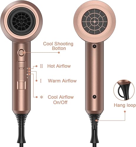 Miniatura 6 de slopehill Secador de Cabello Iónico Profesional, Potente Secador de 1800W de Secado Rápido y Bajo Ruido con 2 Boquillas Concentradoras y 1 Accesorio