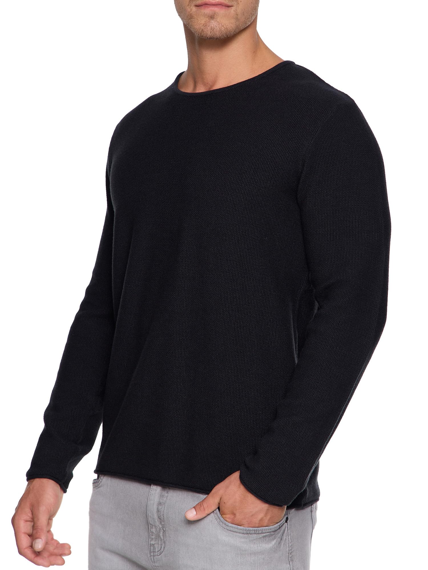 Indicode Hombres Loakim Jersey clásico de Punto Jaspeado con Cuello Redondo