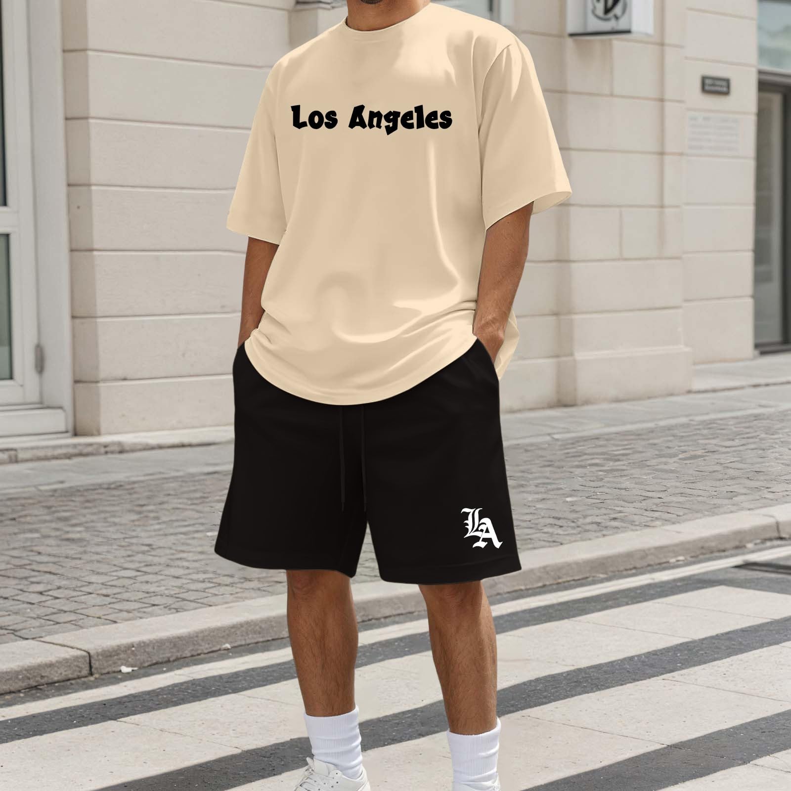 Zweiteiler Herren Baggy Sportanzug Bequeme Sommer Outfit Activewear Streetwear Freizeitanzug Shorts Und Tshirt Set Kurz Trainingsanzug Zweiteiler Männer Fitnessanzug