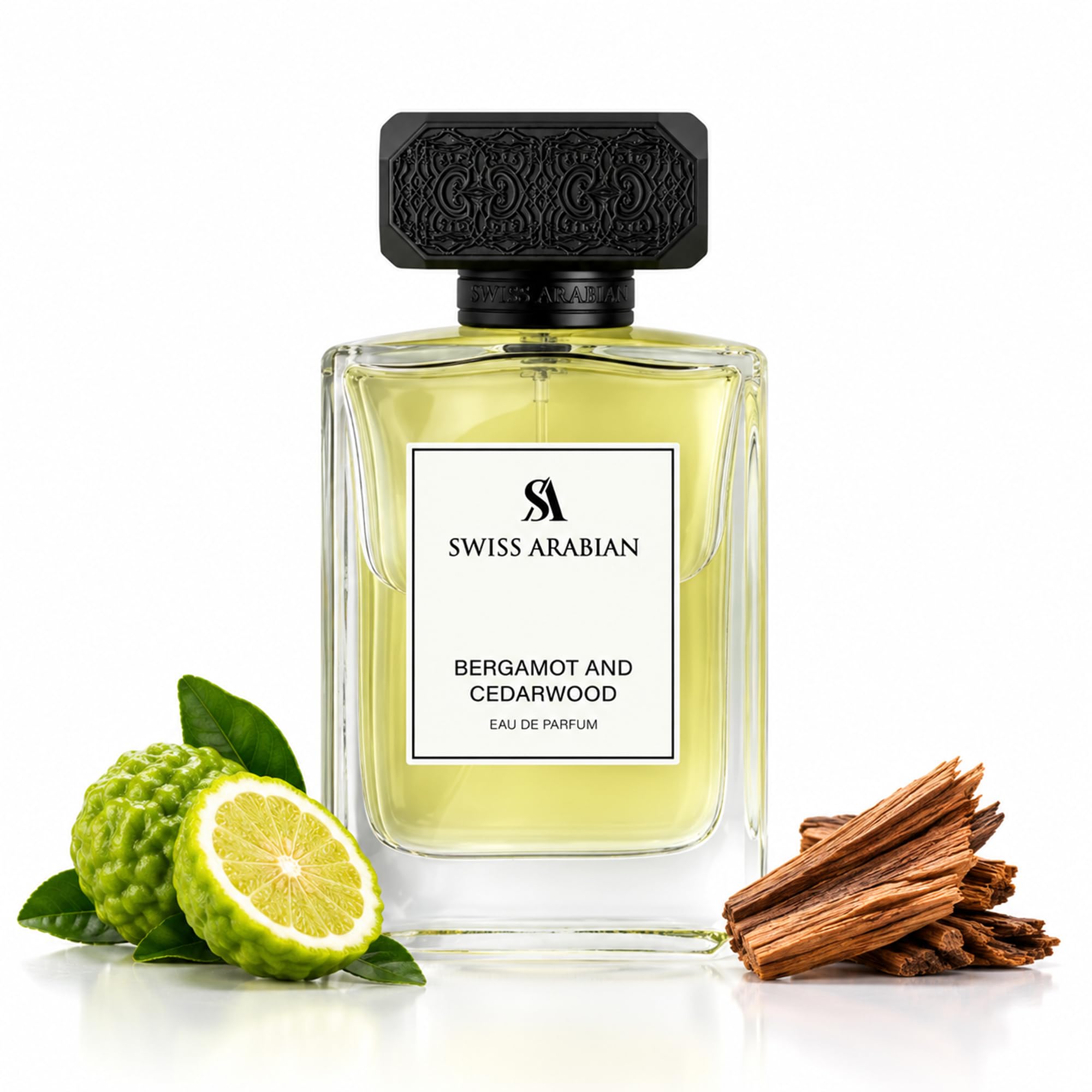 Swiss Arabian Bergamot and Cedarwood - Arabian Perfume for Men - Long-Lasting Cologne for Men - Eau de Parfum - Citrus, Woody Fragrances - 3.4 oz