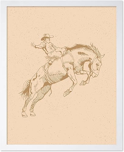 Miniatura 30 de Poster Master Póster de Rodeo marrón – Estampado retro de vaquero sobre caballo – Arte de vaquero – Arte occidental – Arte del salvaje oeste –