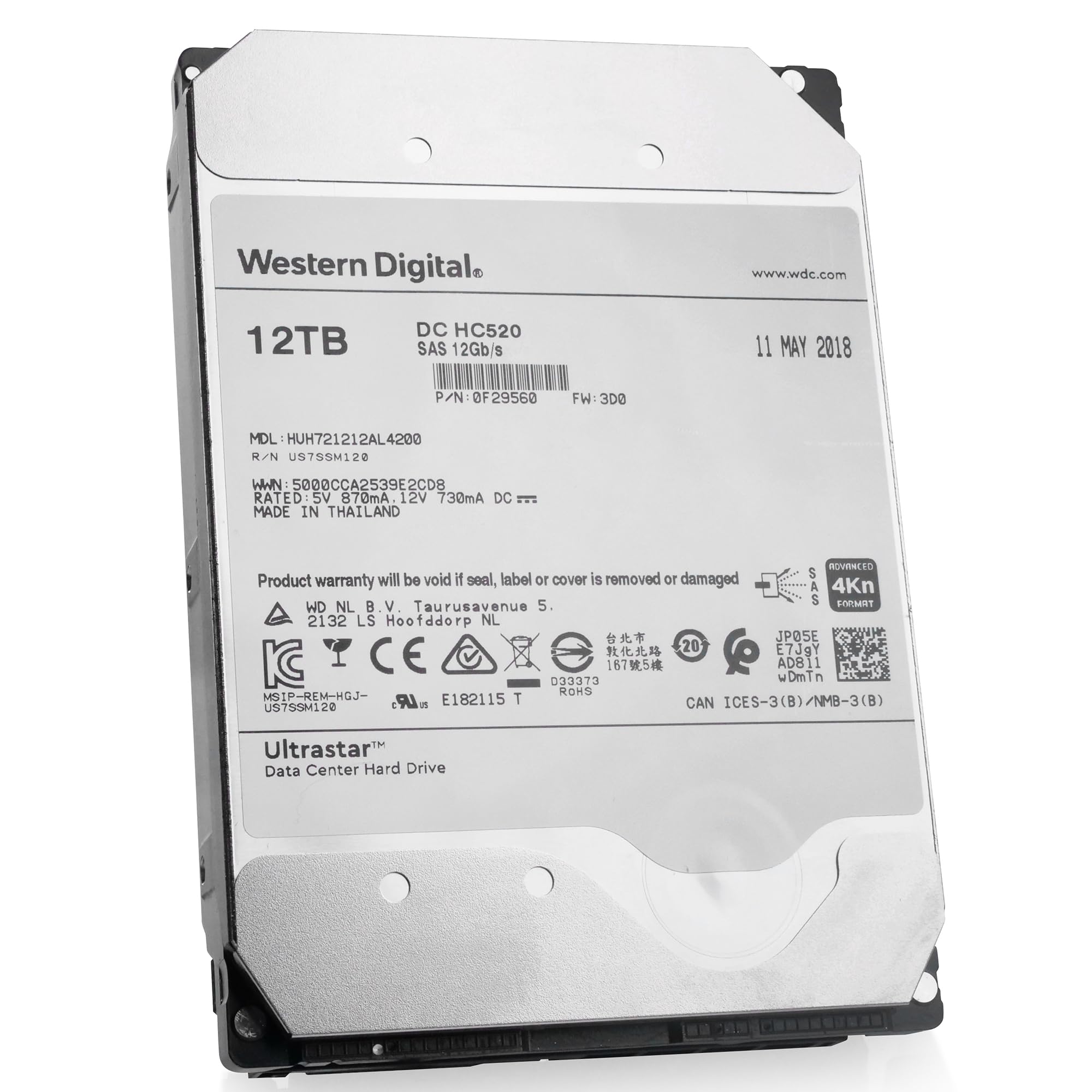 Amazon | HGST WD Ultrastar DC HC520 HUH721212AL4200 12TB HDD 7200
