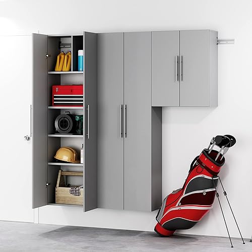 Miniatura 60 de Prepac HangUps - Armario de almacenamiento grande, color gris claro inmaculado de 36 pulgadas con estantes y puertas de almacenamiento, ideal para