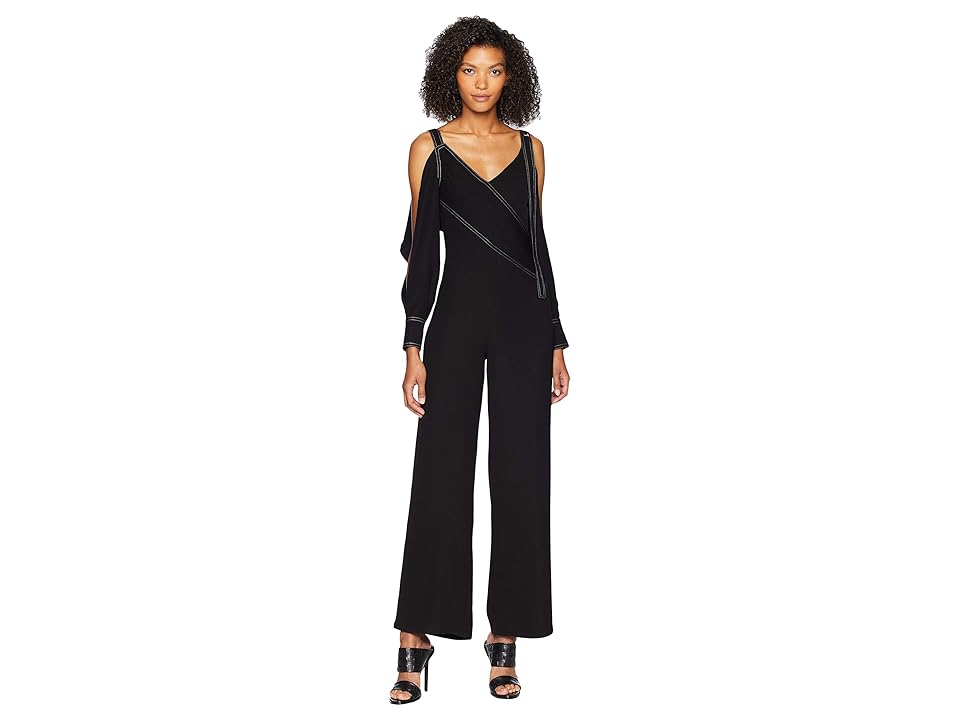 

YIGAL AZROUEL Cold Shoulder Jumpsuit w/ Back Flap (Black) Women's Jumpsuit & Rompers One Piece