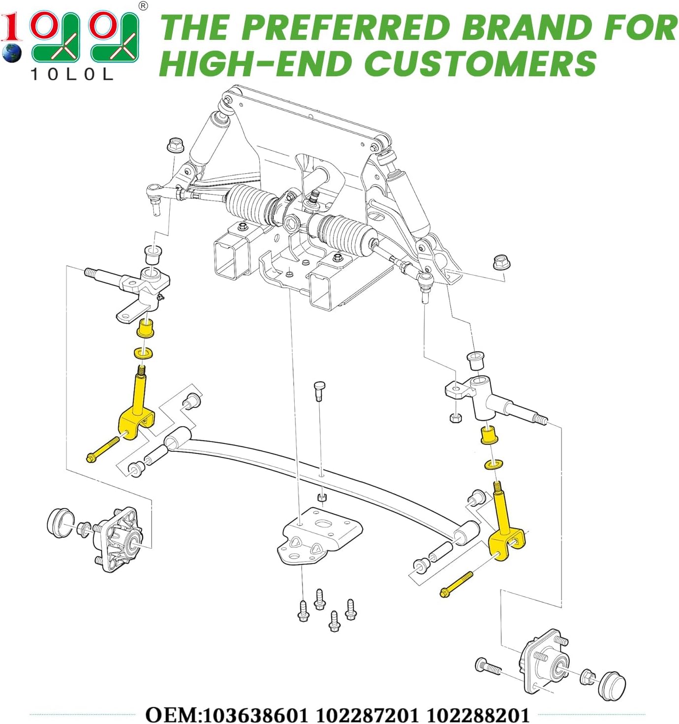 10L0L Golf Cart Front End King Pin Repair Kit for Club Car Precedent G&E 2004-up OEM# 103638601 102287201 102288201(Pack of 2)