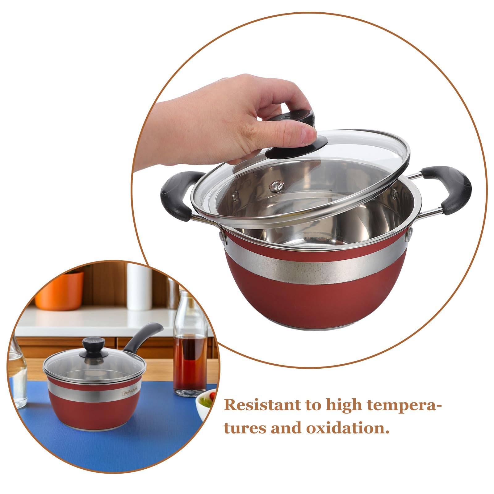 Set di Pentole in Acciaio Inox 12 Pezzi Rosso per Cucina | Compatibile con Piani Cottura, Rivestimento Antiaderente, Manici Ergonomici Anti-scottatura
