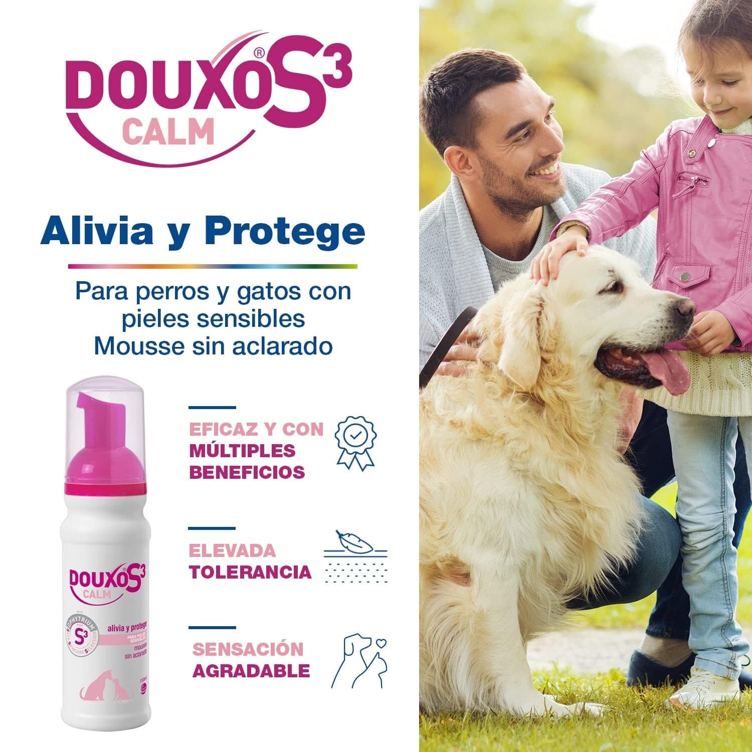 DOUXO S3 Calm Mousse para perros y gatos - Higiene de pieles sensibles - Alivia y protege - Fragancia hipoalergénica - 150ml