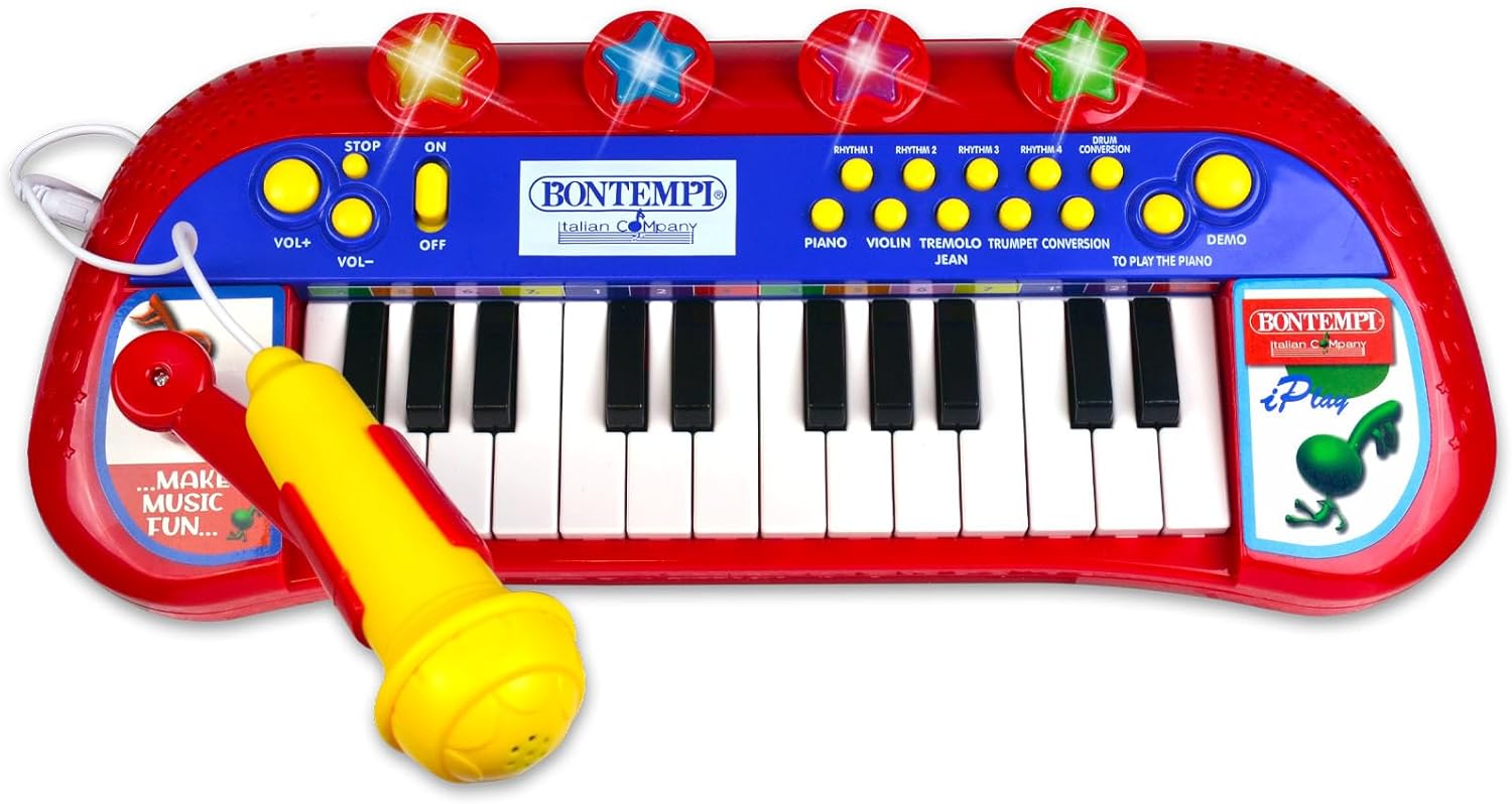 Bontempi 24 Key Electronic Keyboard with Stool and Microphone for Ages 3+