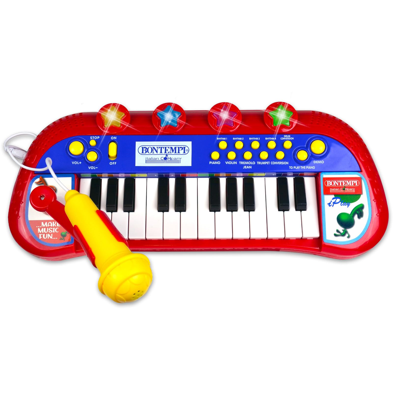 Bontempi | MiniKeyFun: Tastiera Giocattolo a 24 Tasti con Microfono e Sgabello per Piccoli Musicisti, 400x400x570 mm