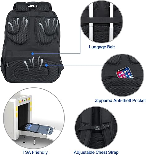 Miniatura 5 de KROSER Mochila para Laptop de Viaje Amigable Mochila Hidrófuga Mochila de Negocios, 18,4 pulg., Mochilas Daypack  Repelente al, Mochila de negocios,