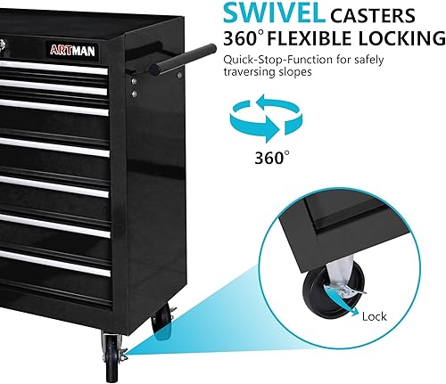 Miniatura 6 de Carro de herramientas con 7 cajones y ruedas, organizador multifuncional, baúl de herramientas con ruedas, caja de herramientas para taller, garaje,