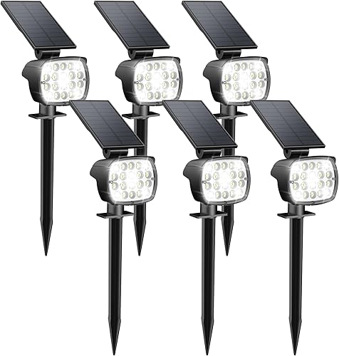 Kaxiida Luces solares para exteriores resistentes al agua - Actualización 2025, luces de punto ultra brillantes de 3 niveles, luces de paisaje LED