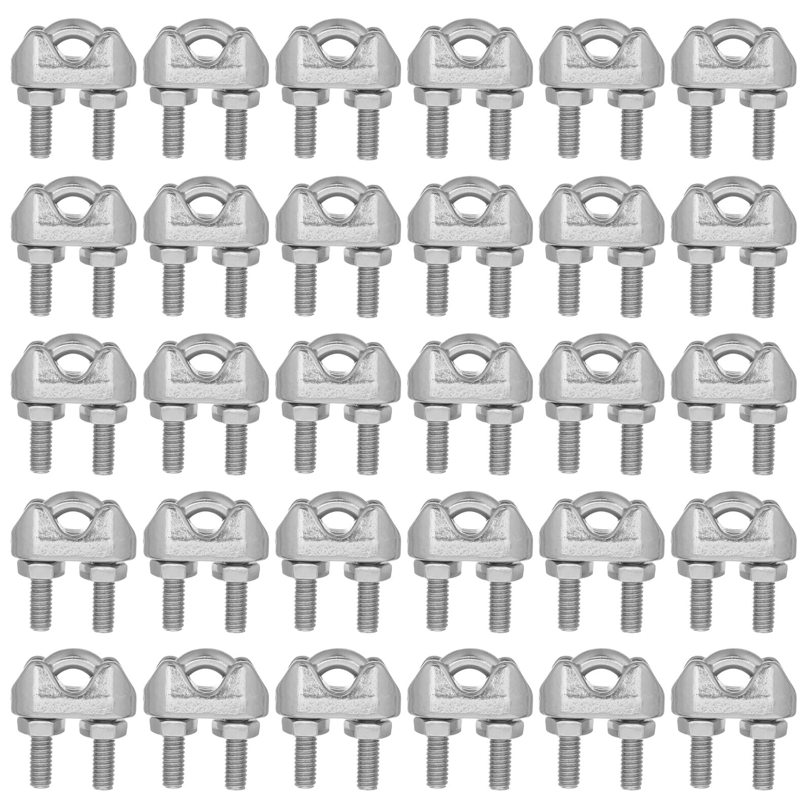 40 Pezzi Fascette Per Cavi Clip Di Corda Serracavo in Acciaio Morsetti Di Corda Fermacavo Morsetto Per Fune Silver