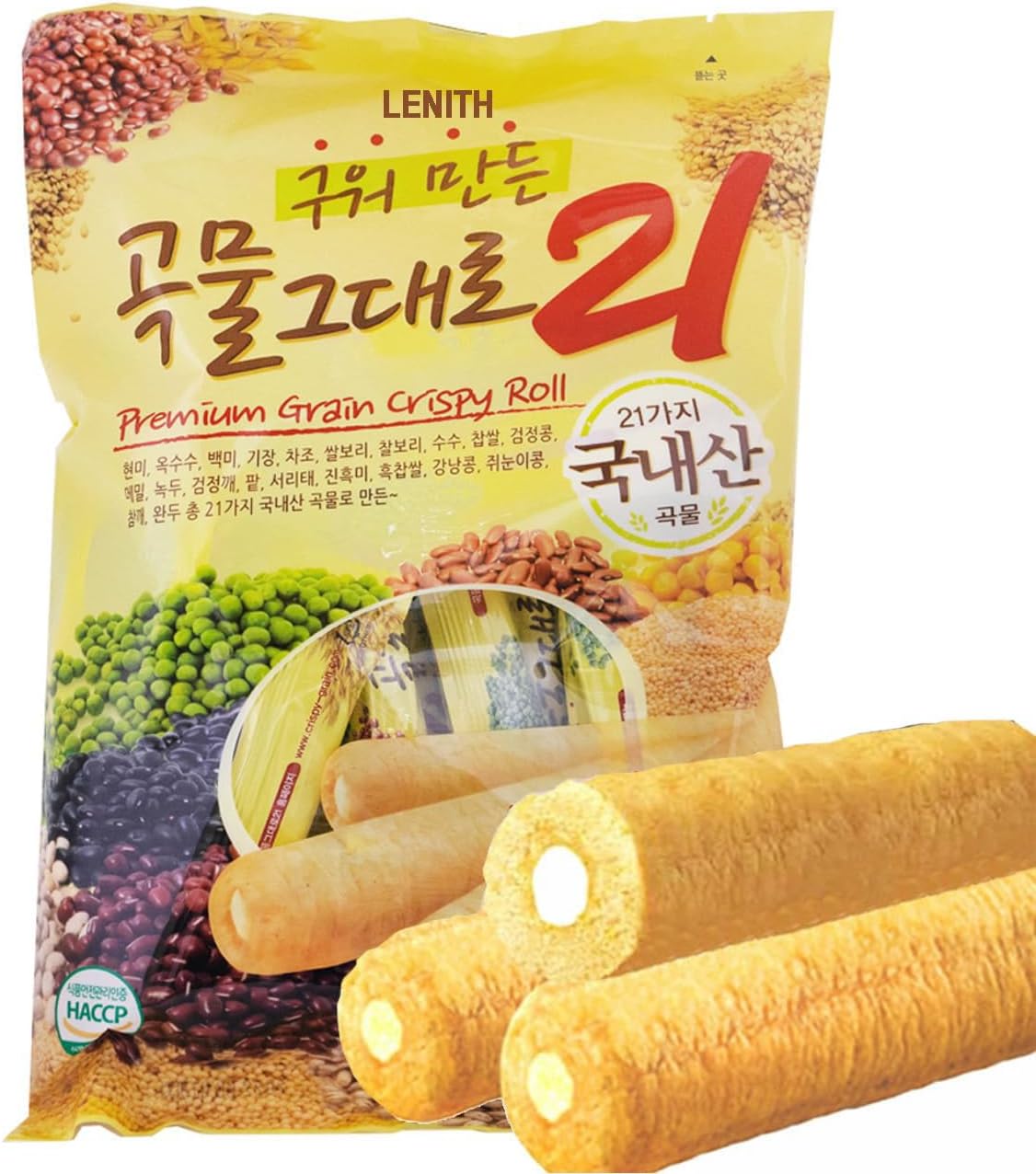 LENITH Korean Premium Multi Whole Grain Baked Crispy Rolls 21 Grains 180g(6.35oz 1090kcal)