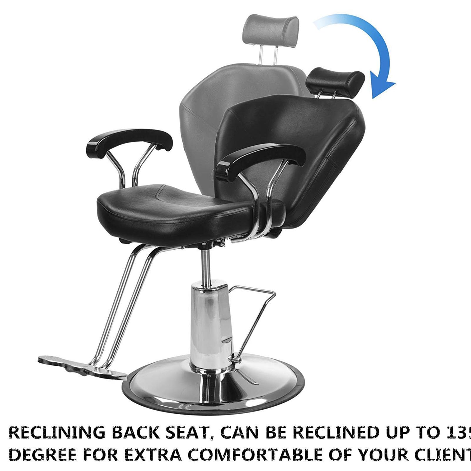 TFDRSEXVD Hydraulische Roll-Dreh-Friseurstühle Liegende Friseurstühle 360-Grad-Drehung für Friseursalon-Spa-Ausrüstung,Schwarz