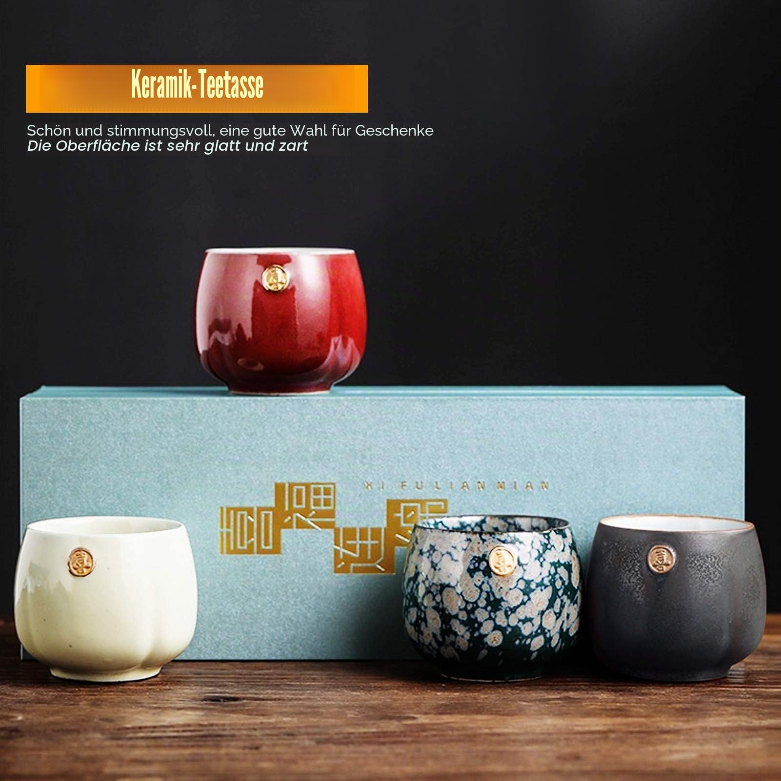 Ofen gebackene Teetasse Set im japanischen Stil Teetasse Retro Keramik Kung Fu Teetasse Teegeschirr Drink für Geschenk Zuhause(#1)
