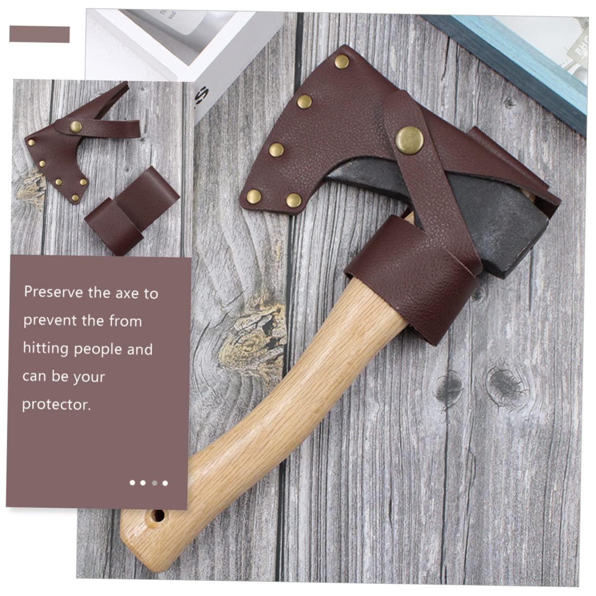 POPETPOP 1Set Portable Leather Hatchet Protector Cover Durable and Lightweight Axe Sleeve for Outdoor Use Fit for Axes Riveted Design Ensures Safety and Style