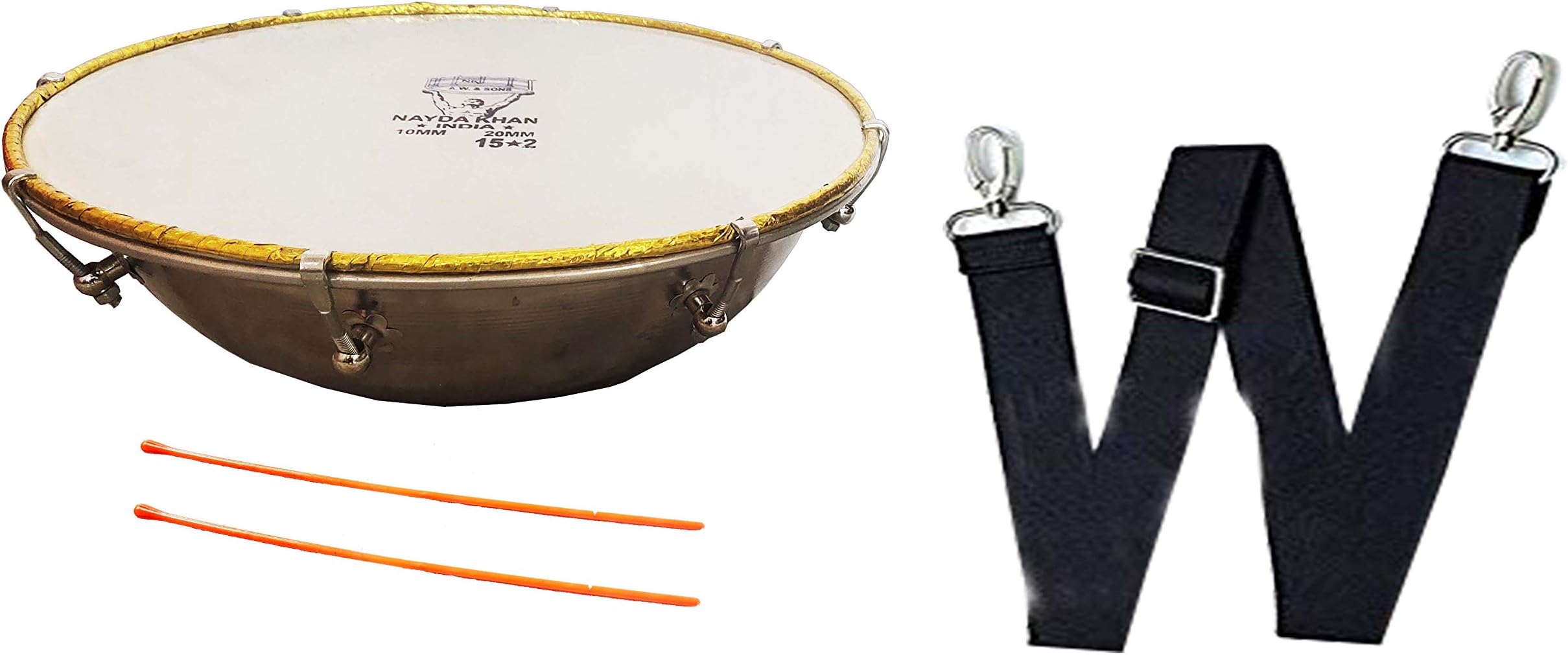 Ultimate Steel Dhol Tasha Drum 15 inch (15x2) with Stick and belt