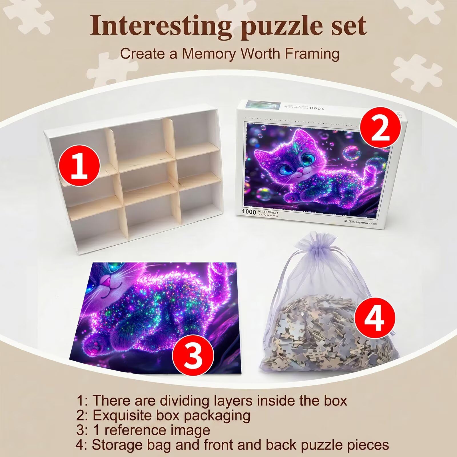 Carino gatto-2 Puzzle 5000 Pezzi per Adulti, Puzzle in Legno - Collezione Classica con Poster Incluso - Sfida di Concentrazione e Passatempo Antistress, Gioco per Famiglia, 156 x 105 cm f0-568